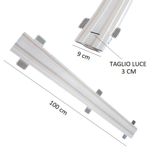 SKU 3351 - Profilo Lineare Da Incasso Per Strip LED Fino A 12mm Alluminio Silver Con Copertura Opaca 2000x24x142mm