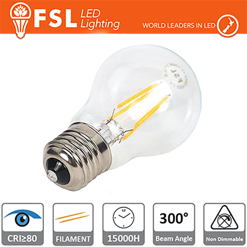 Lampadina Led a Filamento E27 A60 a bulbo 7W Bianco caldo 2700K dimmerabile  FSL 