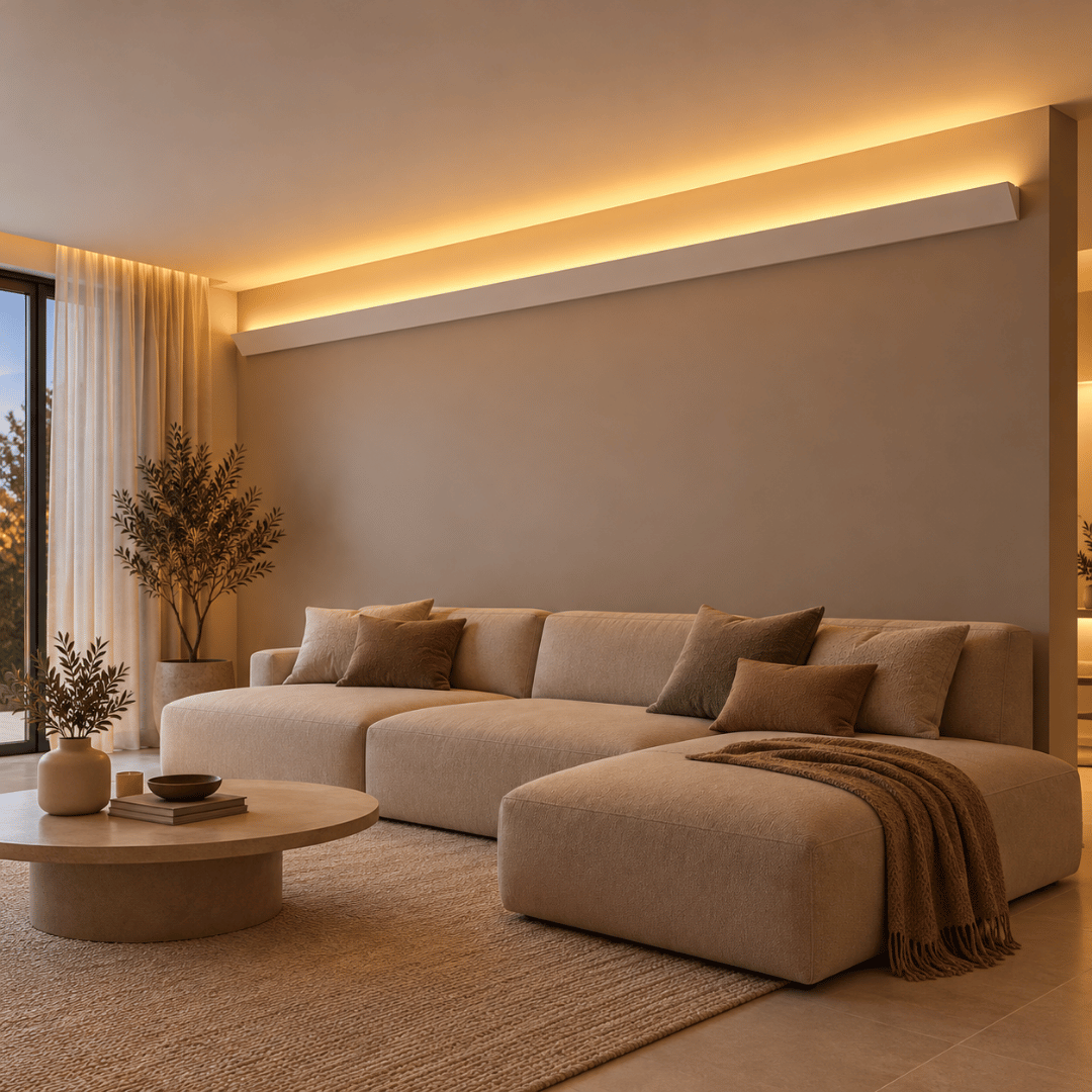Cornice angolare in gesso illuminazione indiretta da parete Art80 - immagine 2