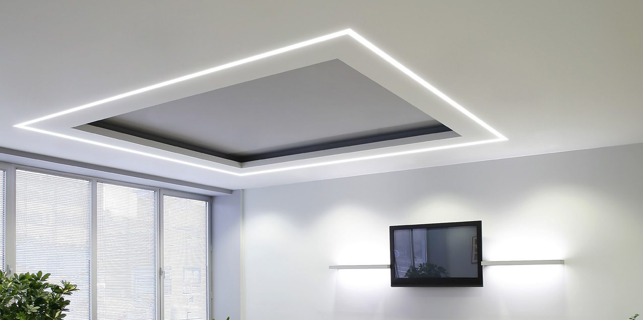 Profilo in gesso raccordo a l taglio luce per strip led – luceled Faretti da incasso per cartongesso a led