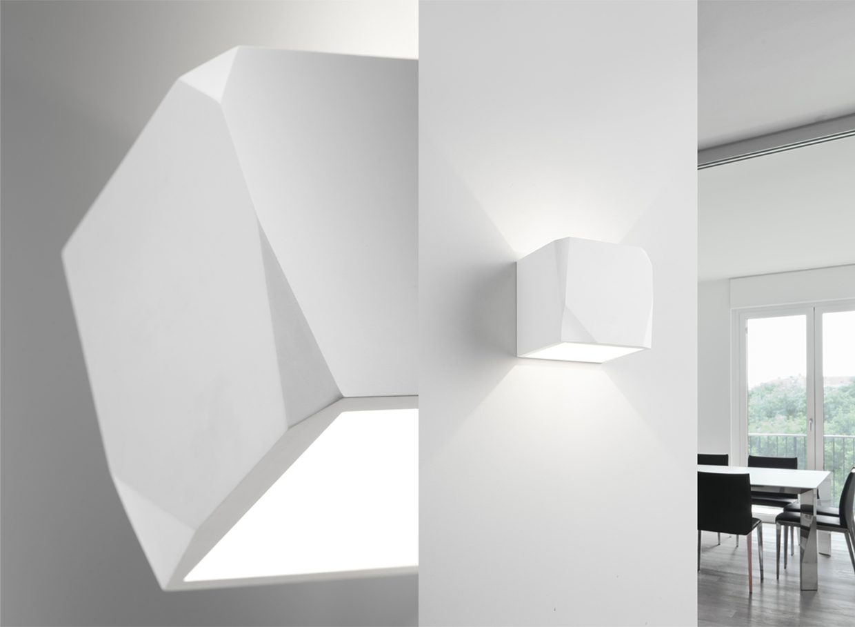 Plafoniere Da Muro Design : Sforzin applique da parete in gesso cubo opus t u luceled