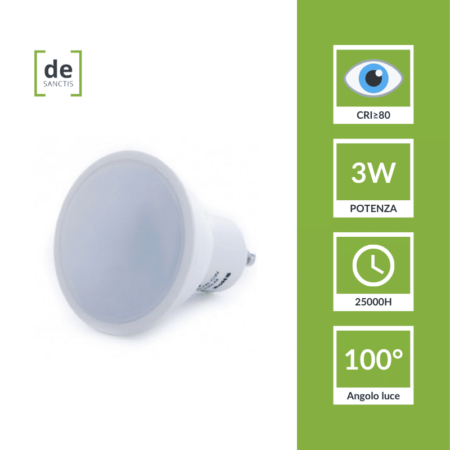 Faretto led 3W 100° spotlight GU10 Lampadina de Sanctis Light Design