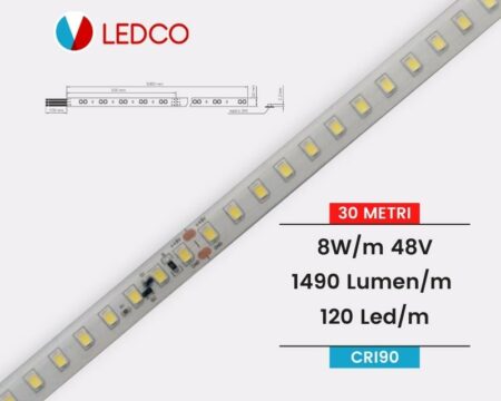 STRIP LED STRISCIA LED PERFORMANTE SL120 30 METRI CRI90 LEDCO