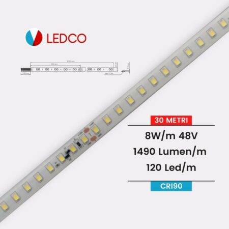 STRIP LED STRISCIA LED PERFORMANTE SL120 30 METRI CRI90 LEDCO