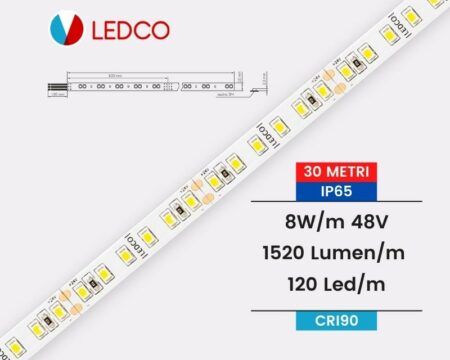 STRIP LED STRISCIA LED PERFORMANTE SL120 30 METRI IP65 CRI90 LEDCO