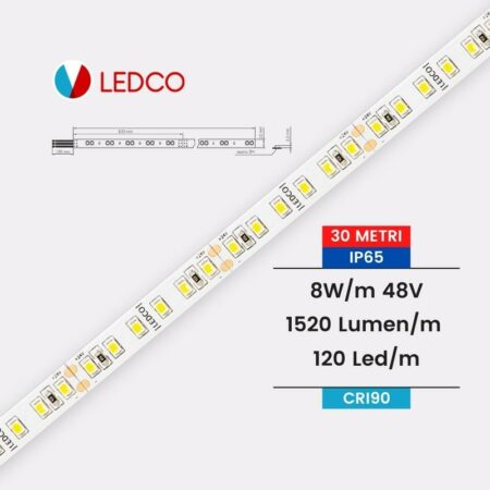 STRIP LED STRISCIA LED PERFORMANTE SL120 30 METRI IP65 CRI90 LEDCO