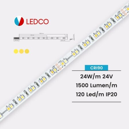 STRIP LED STRISCIA LED PERFORMANTE SL120BD20 IP20 BIANCO DINAMICO CRI90 LEDCO