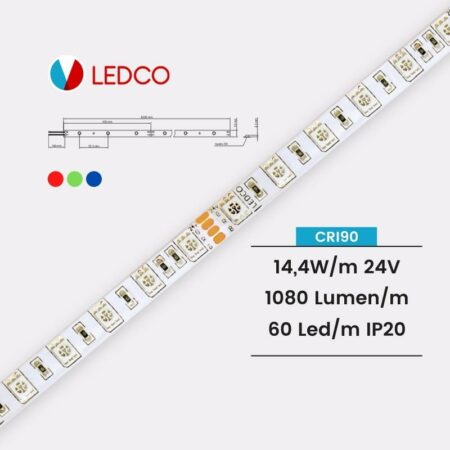 STRIP LED STRISCIA LED PERFORMANTE SL72RGB20 IP20 RGB CRI90 LEDCO