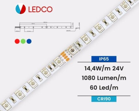 STRIP LED STRISCIA LED PERFORMANTE SL72RGB65 IP65 RGB CRI90 LEDCO