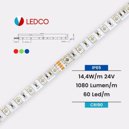 STRIP LED STRISCIA LED PERFORMANTE SL72RGB65 IP65 RGB CRI90 LEDCO