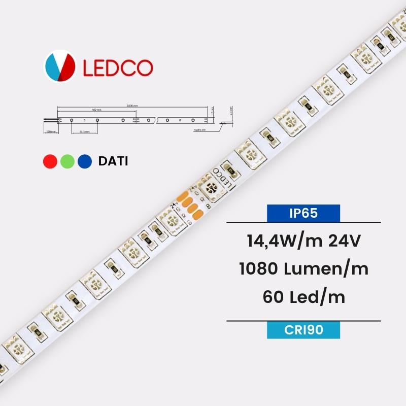 Ledco Sl72RGBd65 Striscia Led RGB Dati 5 Metri 14 4 W M 24V 60 Led M Ledco Sl72RGBd65 Striscia Led RGB Dati 5 Metri 14 4 W M 24V 60 Led M