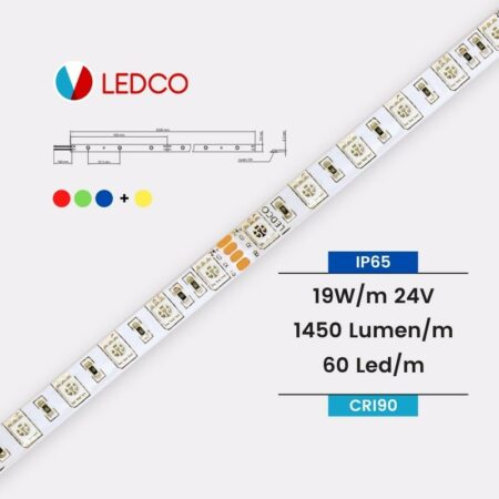 STRIP LED STRISCIA LED PERFORMANTE SL72RGBW65 IP65 RGB + WHITE CRI90 LEDCO