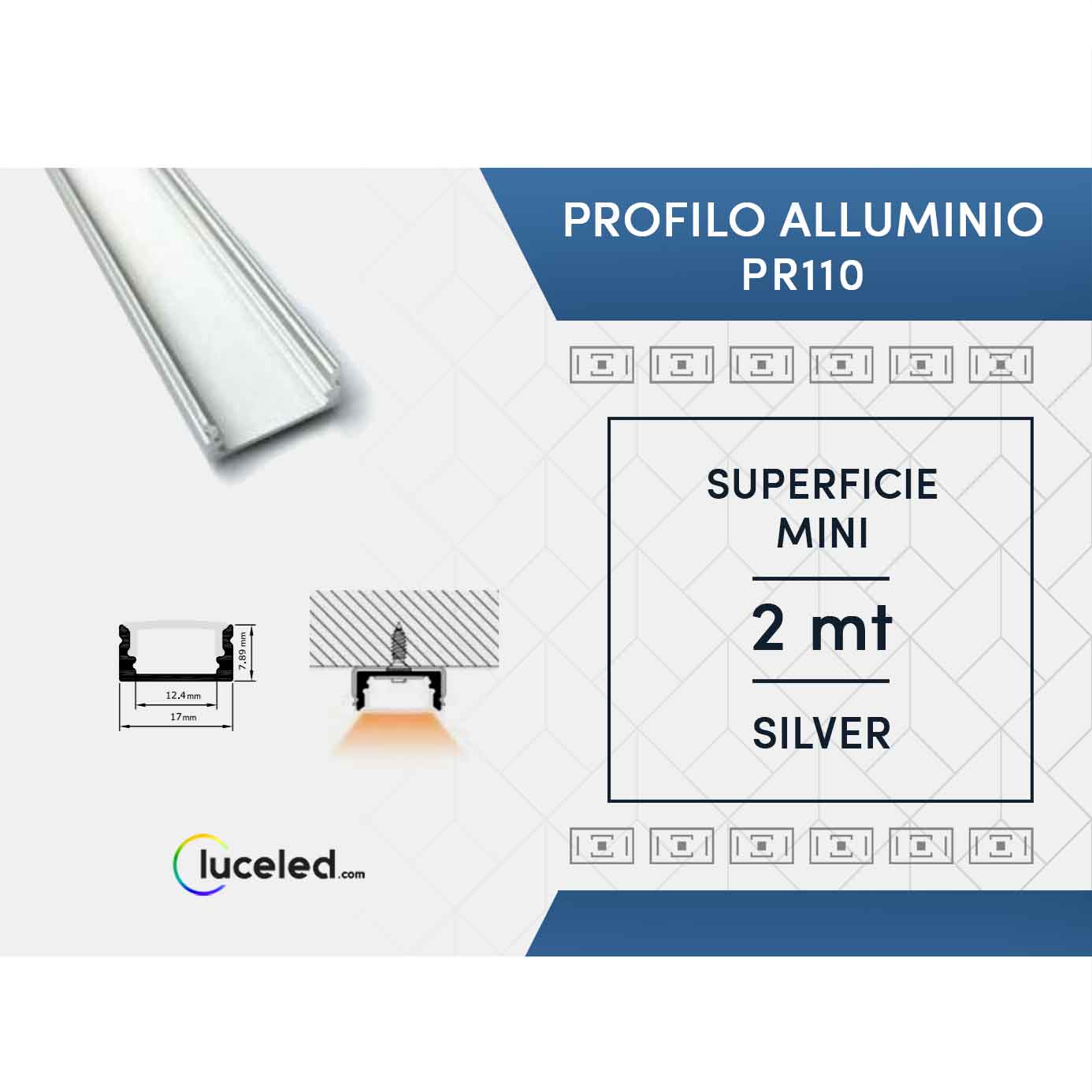 Ledco pr110 kit profilo in alluminio per superfici piane 10 metri per strisce  led