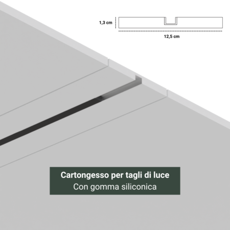 Cartongesso con alluminio integrato per realizzare tagli di luce led con strip LED
