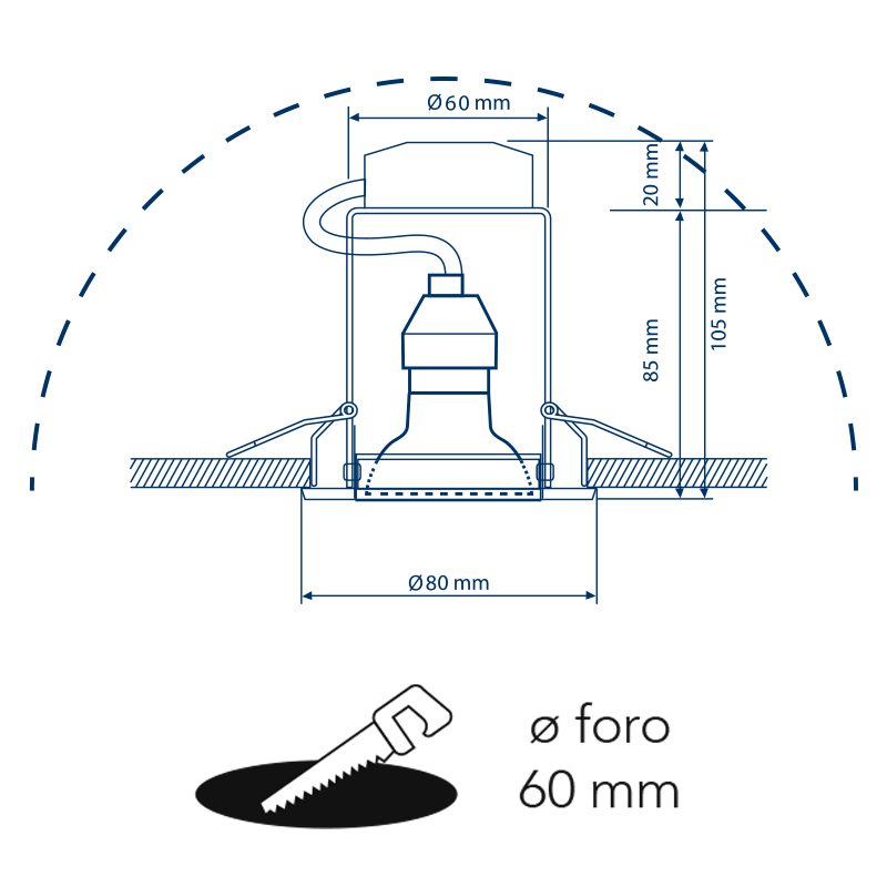 INTEC LIGHT Matrix 3 pezzi porta faretto LED ad incasso rotondo con  lampadina 6W