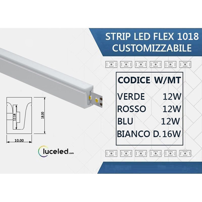 Ledco fl1018 striscia led flex customizzabile RGB 1 metro ip65