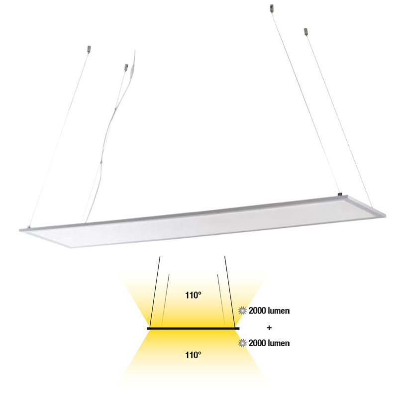 Pannello led per soffitto, argento, 30 x 120cm 40W extra piatto. Telaio in  argento