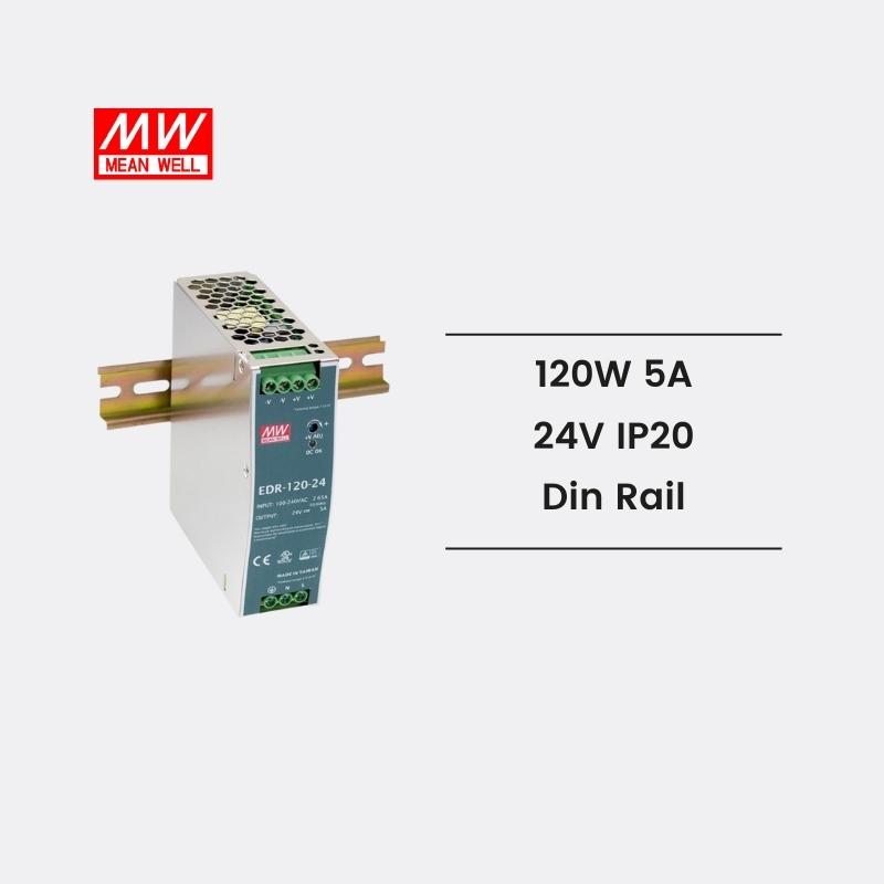 Mean Well edr-120-24 alimentatore barra din rail 120W 24V 5a ip20