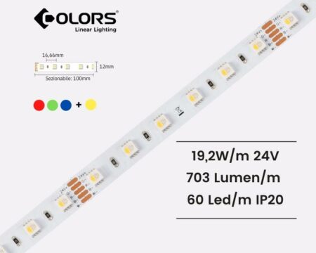 STRIP LED STRISCIA LED PERFORMANTE D560RGBW + 3000K IP20 RGB CRI90 COLORS