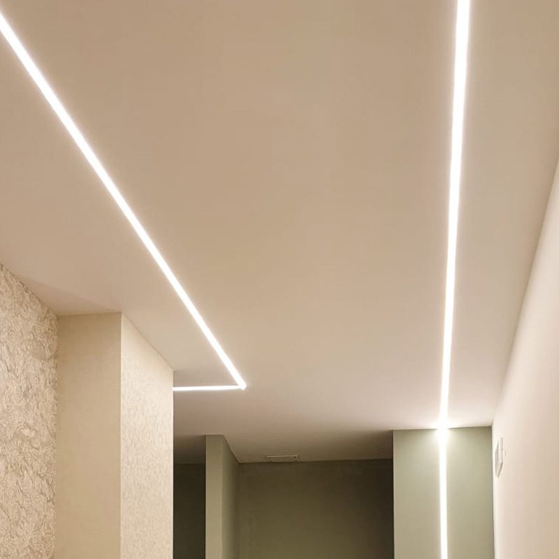 Profilo angolare da incasso per cartongesso in alluminio per strip led a  scomparsa 2 metri