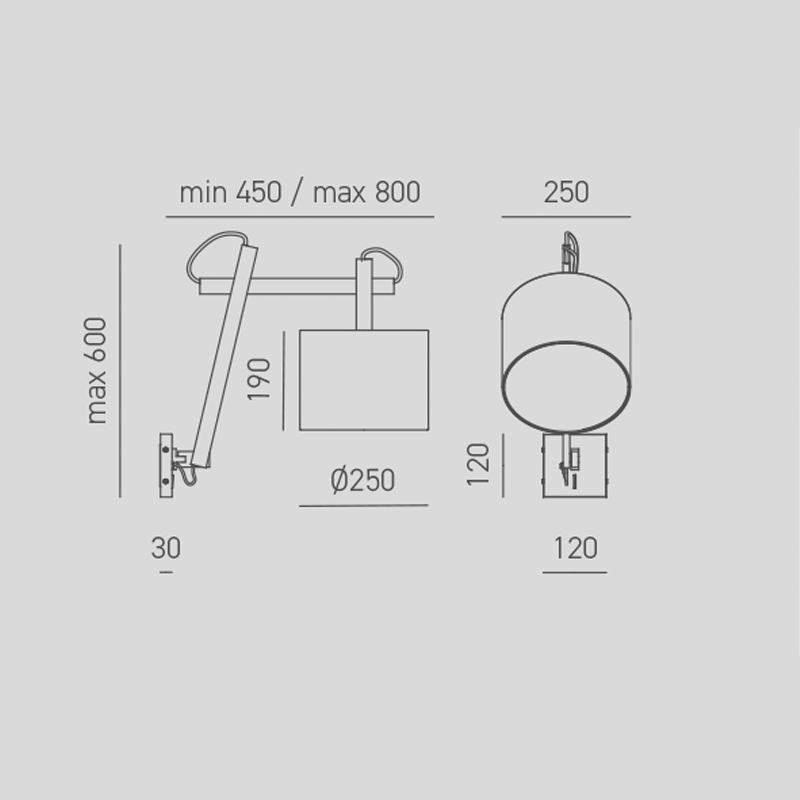 Gea Luce lampada da parete ADELA A E27 LED paralume tessuto - LIGHT dESIGN  STORE