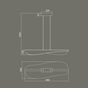 Lampada a sospensione Bianca 50W Disegno tecnico Mantra Illuminazione luceledcom