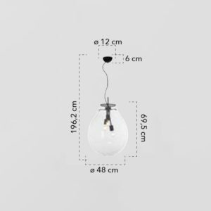 Lampada a sospensione disegno tecnico Azuma S48