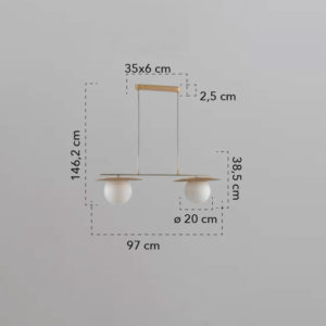 Lampada a sospensione disegno tecnico Chaplin S2