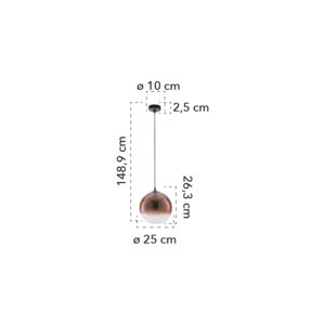 Lampada a sospensione disegno tecnico Marte S25 RM
