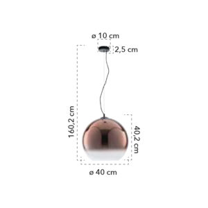 Lampada a sospensione disegno tecnico Marte S40 RM