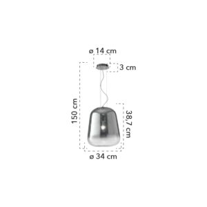 Lampada a sospensione disegno tecnico Smoke S35