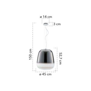 Lampada a sospensione disegno tecnico Smoke S45