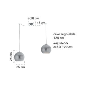 Lampada a sospensione disegno tecnico Vanity S2