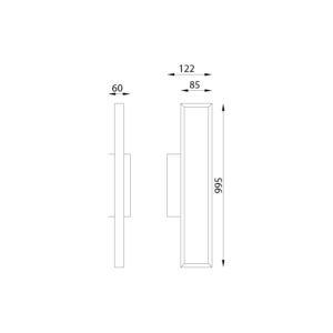 Lampada da parete Durban 30W Disegno tecnico Mantra Illuminazione luceledcom