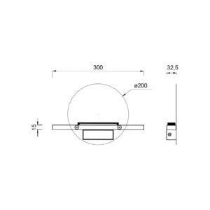 Lampada da parete Eris 1 Disegno tecnico Mantra Illuminazione luceledcom