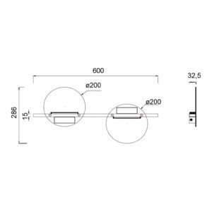Lampada da parete Eris 2 Disegno tecnico Mantra Illuminazione luceledcom