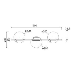 Lampada da parete Eris 3 Disegno tecnico Mantra Illuminazione luceledcom