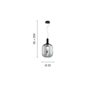 Lampada a sospensione Ball disegno tecnico Ondaluce luceledcom