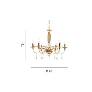 Lampada a sospensione Cecilia 6 Disegno tecnico Ondaluce luceledcom