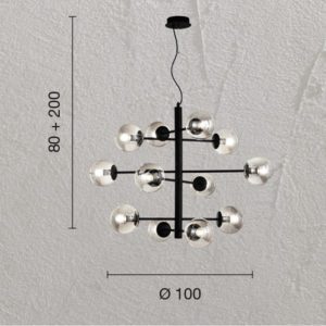 Lampada a sospensione Eliseo 12 disegno tecnico ondaluce luceledcom