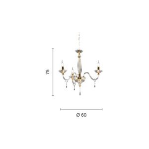 Lampada a sospensione Fiamma 3 Disegno tecnico Ondaluce luceledcom