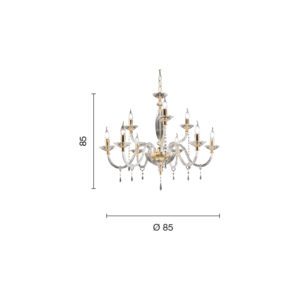 Lampada a sospensione Fiamma 9 Disegno tecnico Ondaluce luceledcom