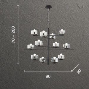 Lampada a sospensione Figaro 12 Disegno tecnico Ondaluce luceledcom