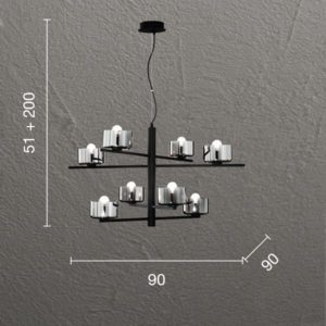 Lampada a sospensione Figaro 8 Disegno tecnico Ondaluce luceledcom