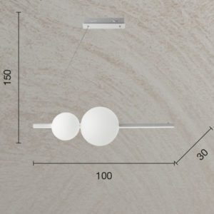 Lampada a sospensione Fufi disegno tecnico Ondaluce luceledcom
