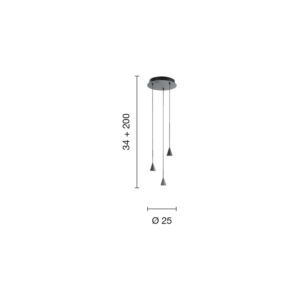 Lampada a sospensione Lex 3 Disegno tecnico Ondaluce luceledcom