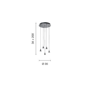 Lampada a sospensione Lex 5 Disegno tecnico Ondaluce luceledcom