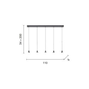 Lampada a sospensione Lex RETT 5 Disegno tecnico Ondaluce luceledcom