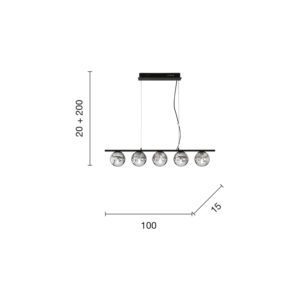 Lampada a sospensione Monile 5 Disegno tecnico ondaluce luceledcom