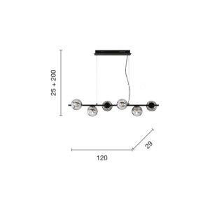 Lampada a sospensione Monile 6 Disegno tecnico ondaluce luceledcom